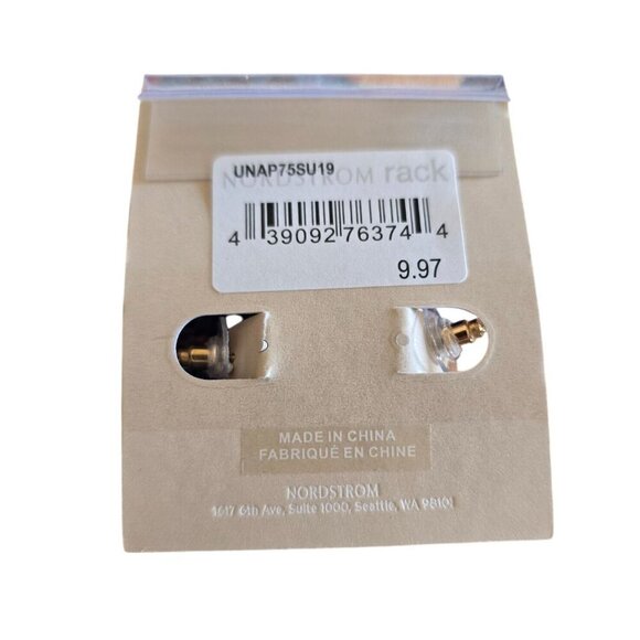 14th & Union Gold  Silver Textured Open Hoop Earrings NWT Gift - Picture 3 of 4